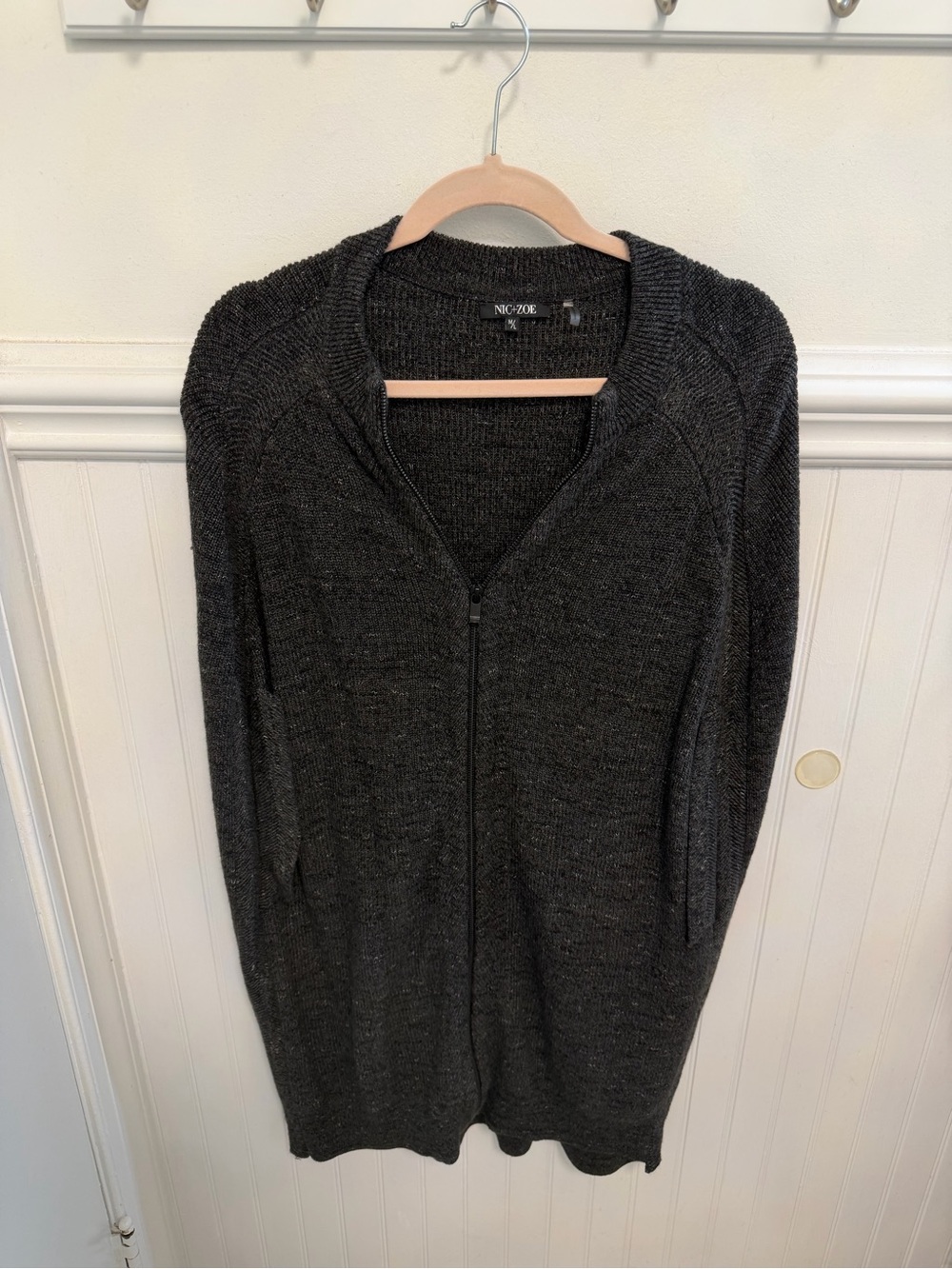 NIC+ZOE Charcoal Zip Cardigan Sweater